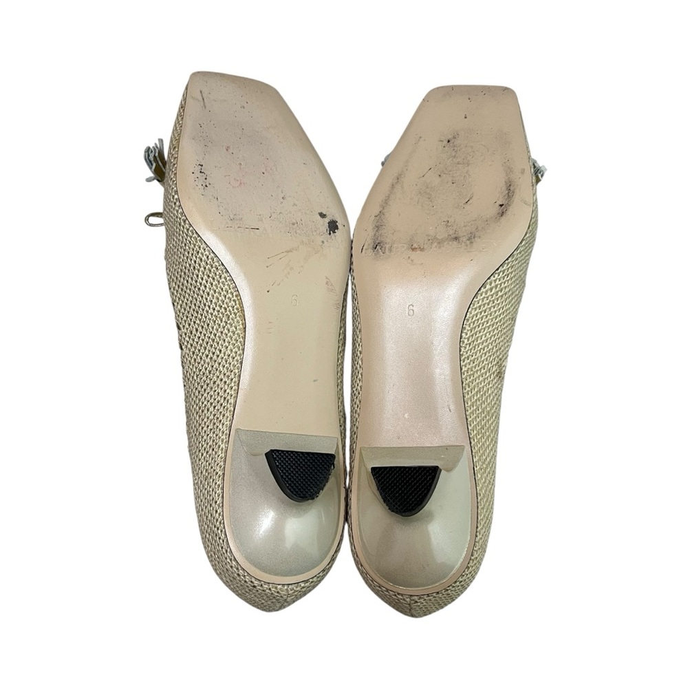 Vintage Laura Ashley Kitten Heel Pumps Gold Woven Fabric with Tassel Bow Size 6 - Picture 6 of 8